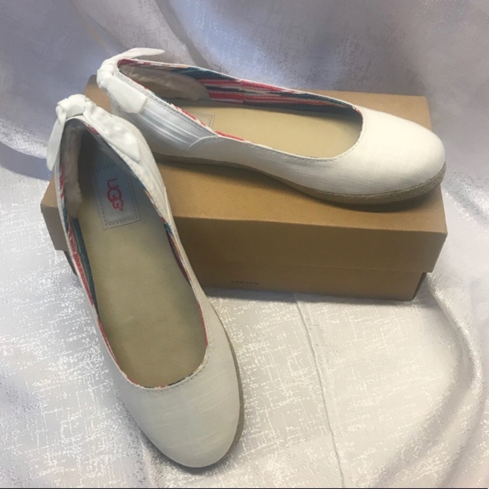 NWT Ugg white Perrie flats new with box